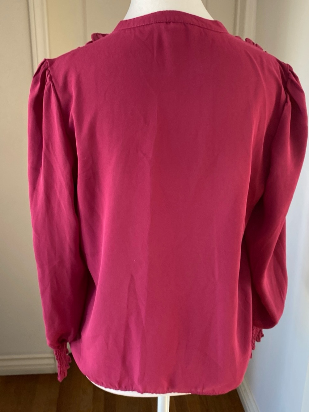 Nanette Lepore Raspberry V-Neck Button Blouse - Picture 4 of 5